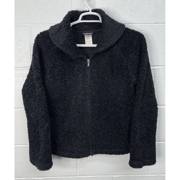 Patagonia Jackets & Blazers - Patagonia Curly-Q Cardigan Black Full Zip Synchilla Jacket / Women's Large